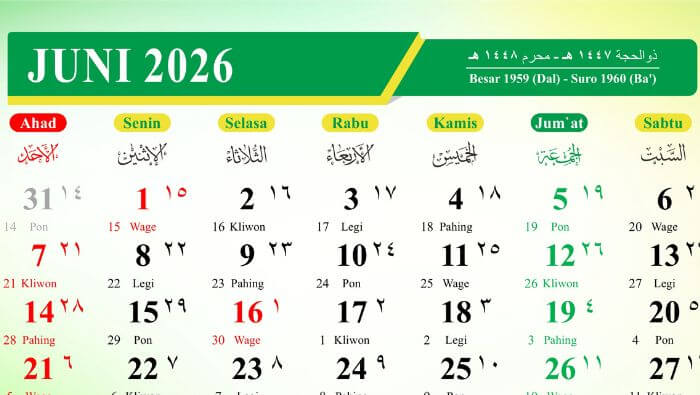 Jadwal Libur Nasional Juni 2026