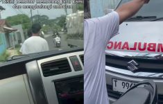 Viral! Pemotor di Depok Halangi Ambulans Jemput Pasien, Sempat Tendang Mobil hingga Diamankan Polisi
