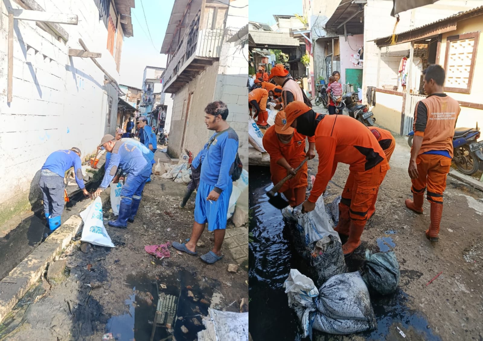 Gotong Royong Atasi Genangan, Saluran Air di Cengkareng Barat Dibersihkan