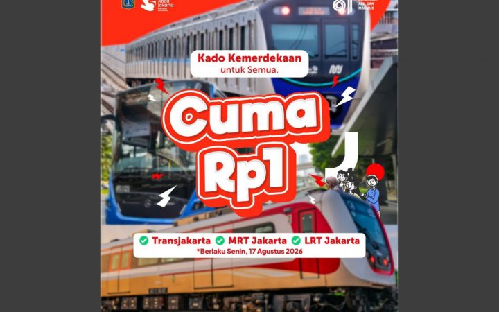 Naik TransJakarta, MRT, dan LRT Cuma Rp1 pada 17 Agustus 2026