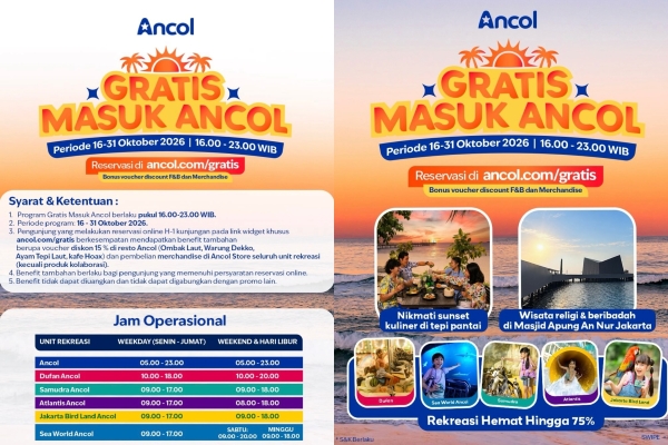 Masuk Ancol Gratis hingga 31 Oktober 2026